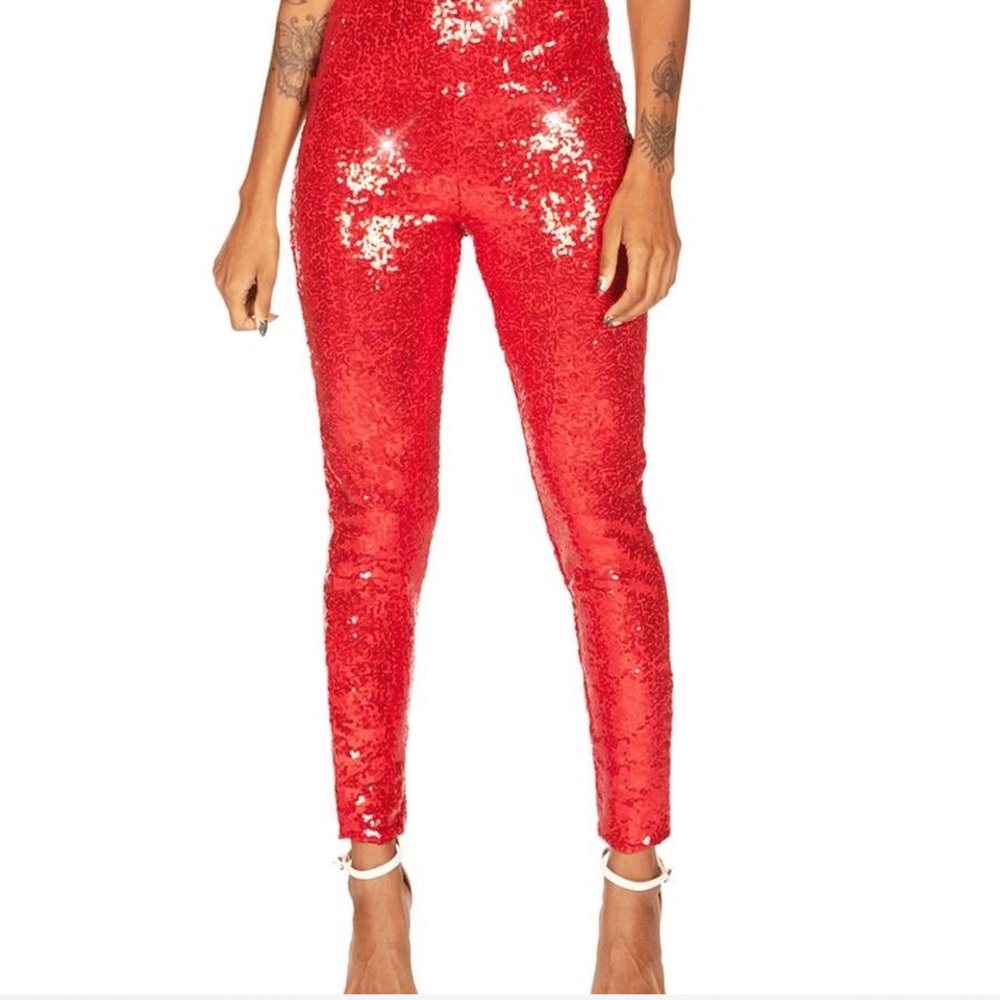 Tipsy Elves Sparkling Red Sequin Skinny Pants